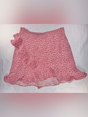 SHEIN Pink and White Floral Mini Skirt